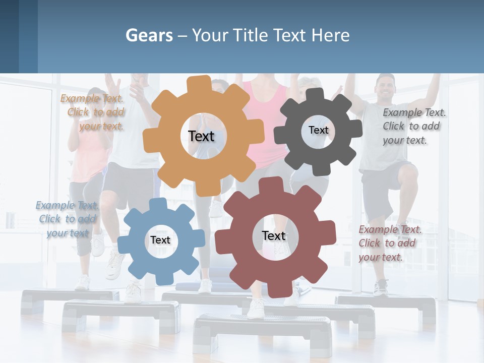 A Group Of People Doing Exercises In A Gym PowerPoint Template