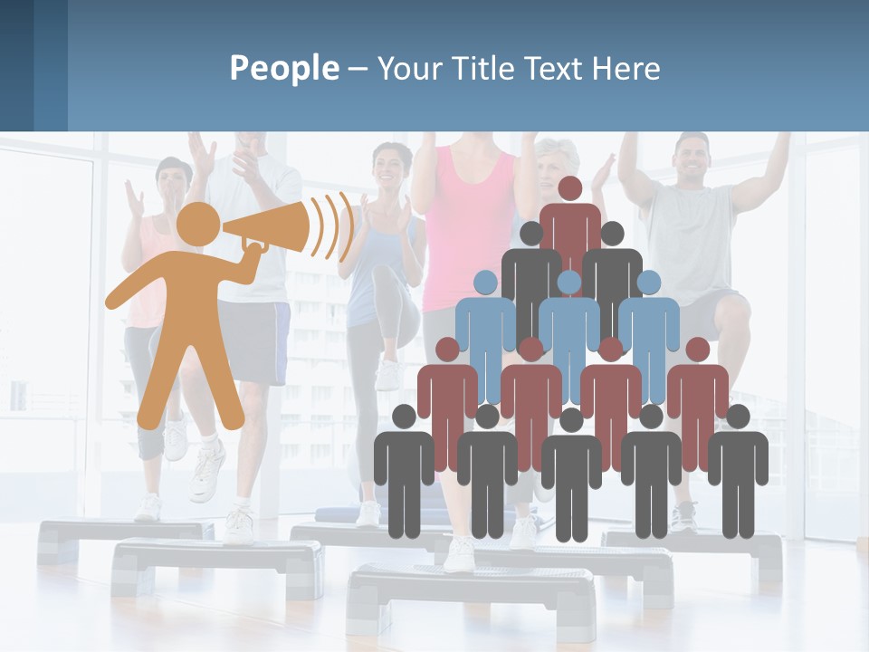 A Group Of People Doing Exercises In A Gym PowerPoint Template