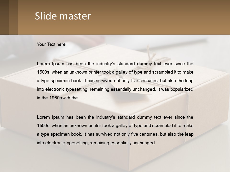 A Person Writing On A Piece Of Paper Next To A Wrapped Present Box PowerPoint Template
