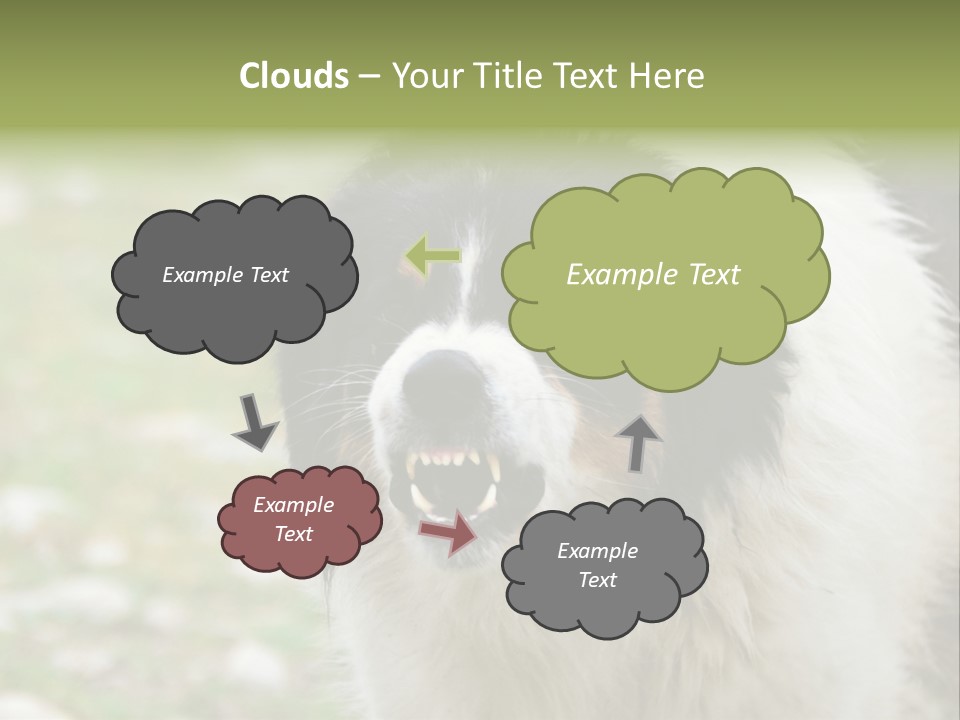 A Black And White Dog With His Mouth Open PowerPoint Template