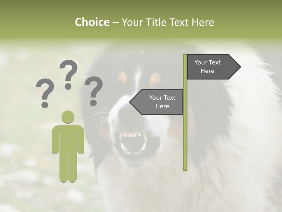 A Black And White Dog With His Mouth Open PowerPoint Template