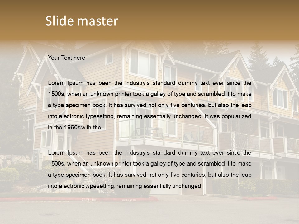 A Large House With A Lot Of Windows And Balconies PowerPoint Template