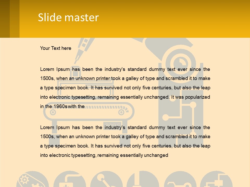 A Yellow And Black Poster With A Machine PowerPoint Template