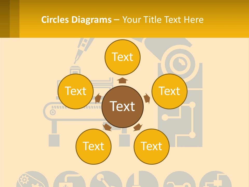 A Yellow And Black Poster With A Machine PowerPoint Template