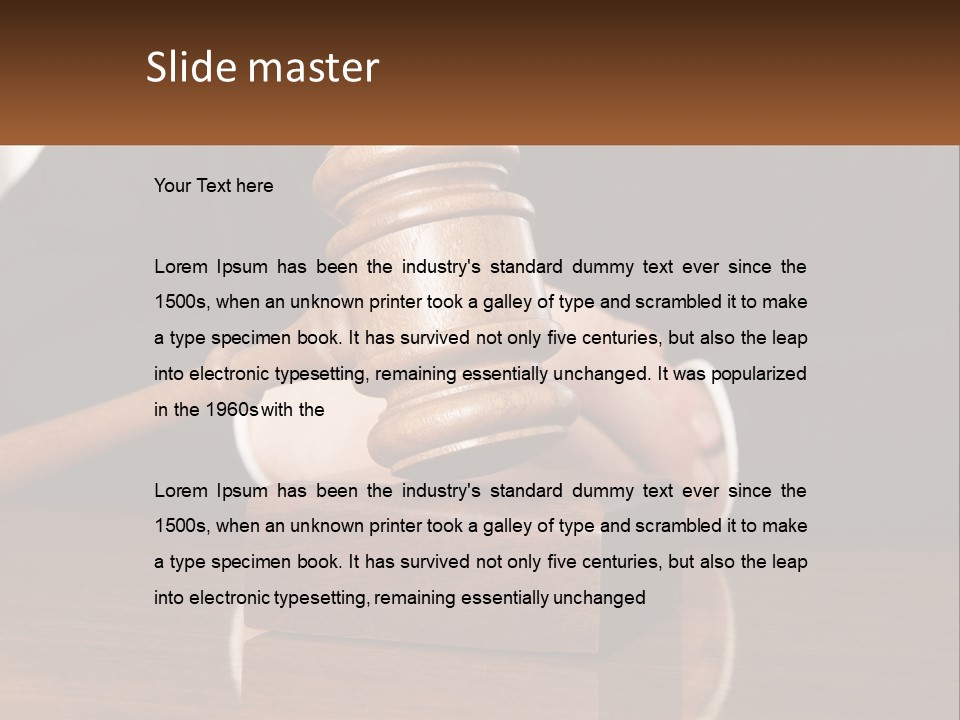 A Wooden Judge's Hammer On Top Of A Wooden Table PowerPoint Template