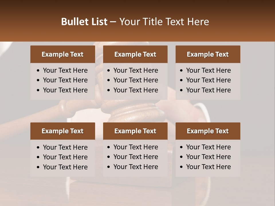 A Wooden Judge's Hammer On Top Of A Wooden Table PowerPoint Template