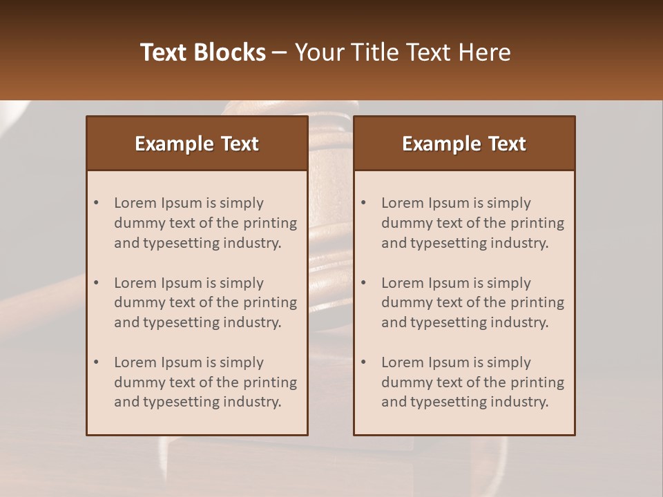 A Wooden Judge's Hammer On Top Of A Wooden Table PowerPoint Template