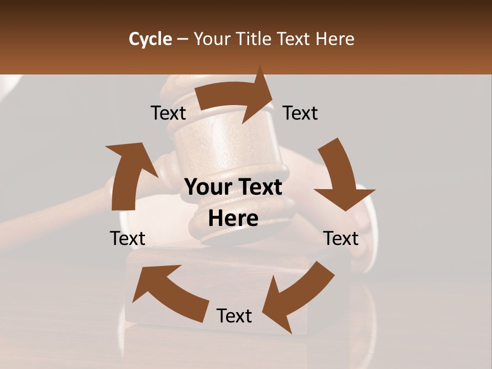 A Wooden Judge's Hammer On Top Of A Wooden Table PowerPoint Template