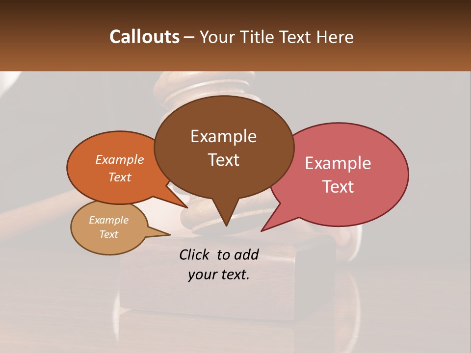 A Wooden Judge's Hammer On Top Of A Wooden Table PowerPoint Template