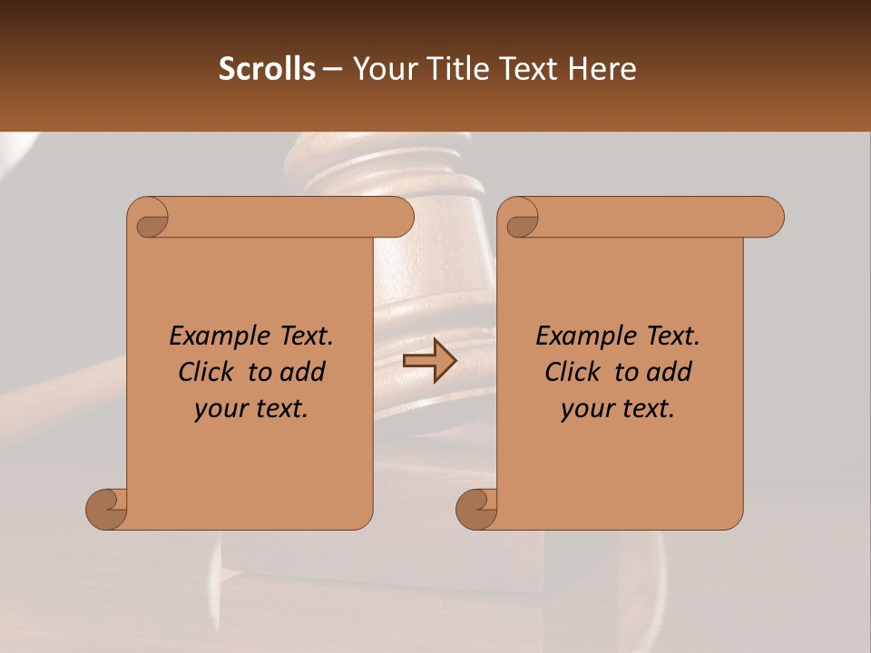A Wooden Judge's Hammer On Top Of A Wooden Table PowerPoint Template