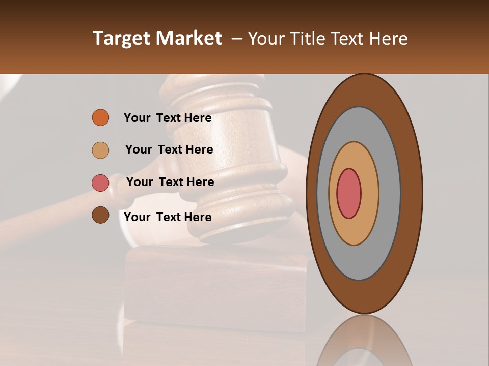 A Wooden Judge's Hammer On Top Of A Wooden Table PowerPoint Template