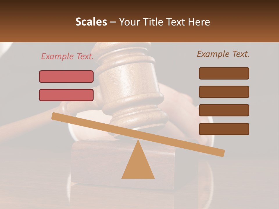 A Wooden Judge's Hammer On Top Of A Wooden Table PowerPoint Template