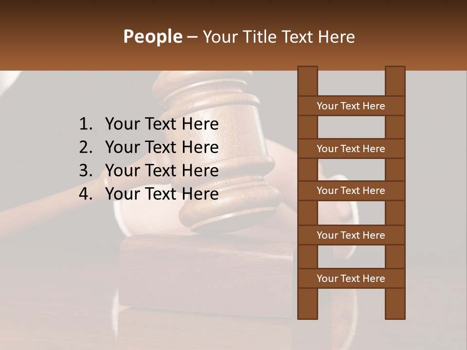 A Wooden Judge's Hammer On Top Of A Wooden Table PowerPoint Template