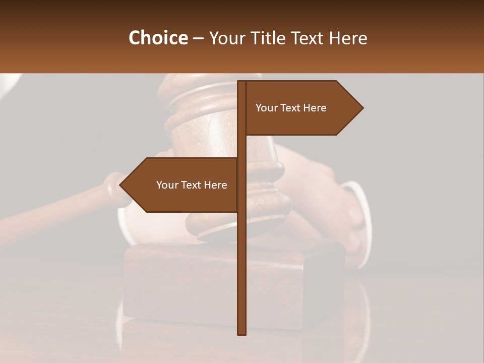 A Wooden Judge's Hammer On Top Of A Wooden Table PowerPoint Template