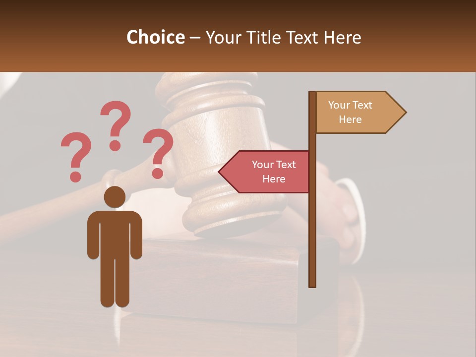 A Wooden Judge's Hammer On Top Of A Wooden Table PowerPoint Template