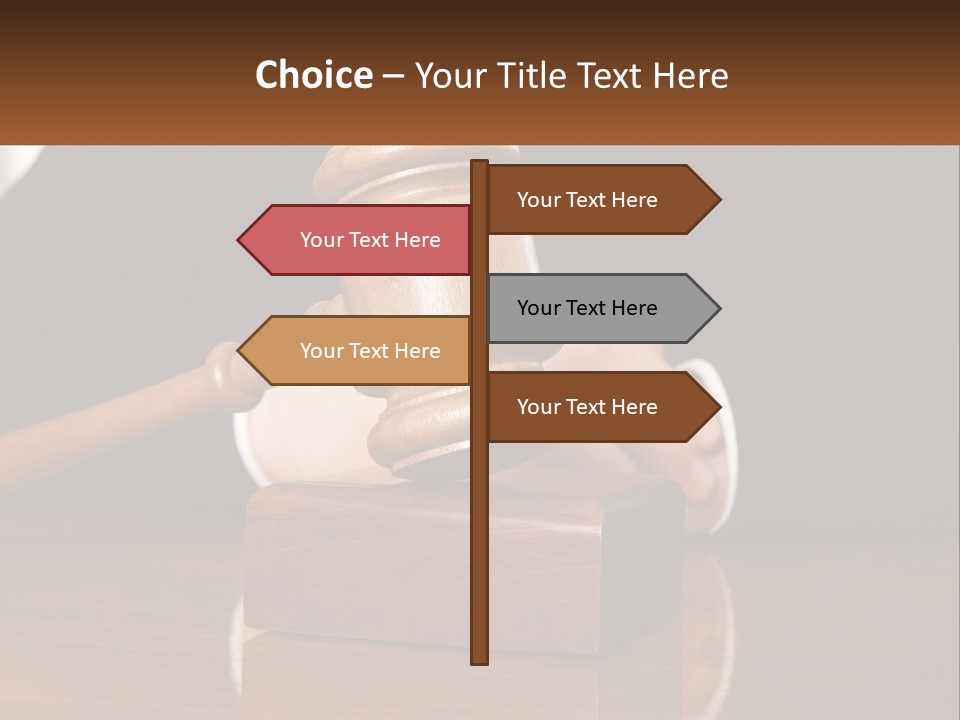 A Wooden Judge's Hammer On Top Of A Wooden Table PowerPoint Template