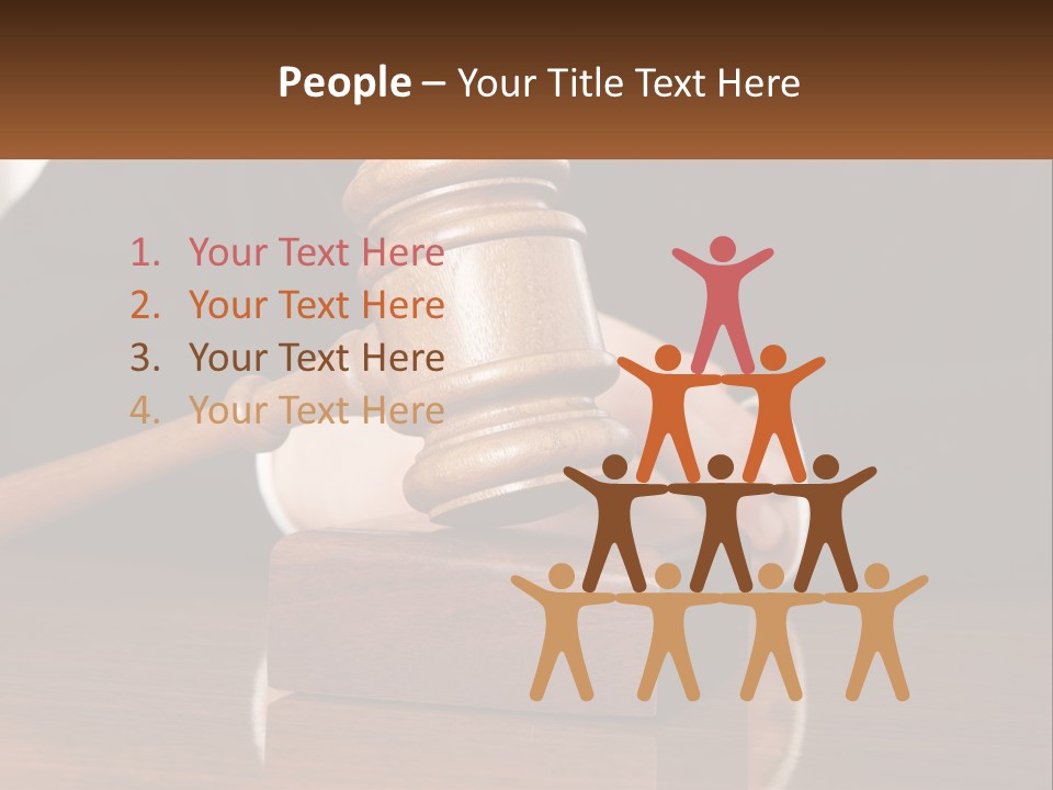 A Wooden Judge's Hammer On Top Of A Wooden Table PowerPoint Template