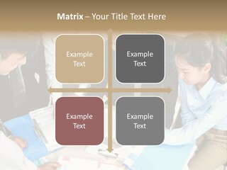 A Group Of People Sitting Around A Table With Papers PowerPoint Template