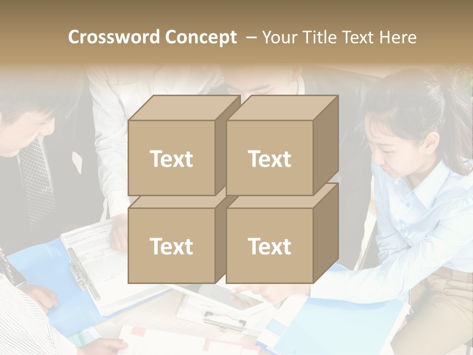 A Group Of People Sitting Around A Table With Papers PowerPoint Template