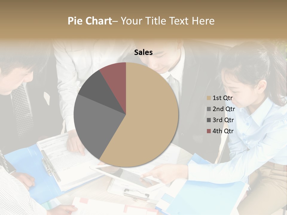 A Group Of People Sitting Around A Table With Papers PowerPoint Template