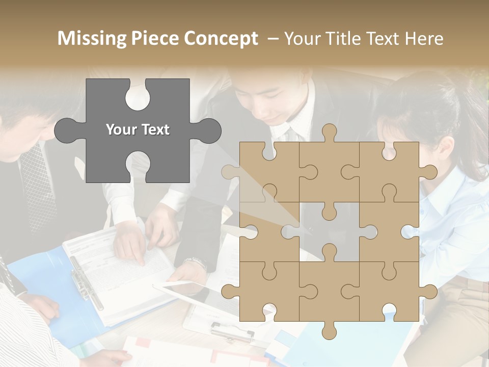 A Group Of People Sitting Around A Table With Papers PowerPoint Template