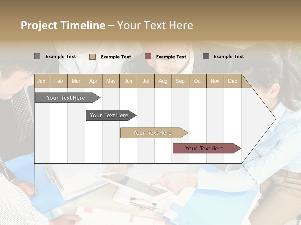 A Group Of People Sitting Around A Table With Papers PowerPoint Template