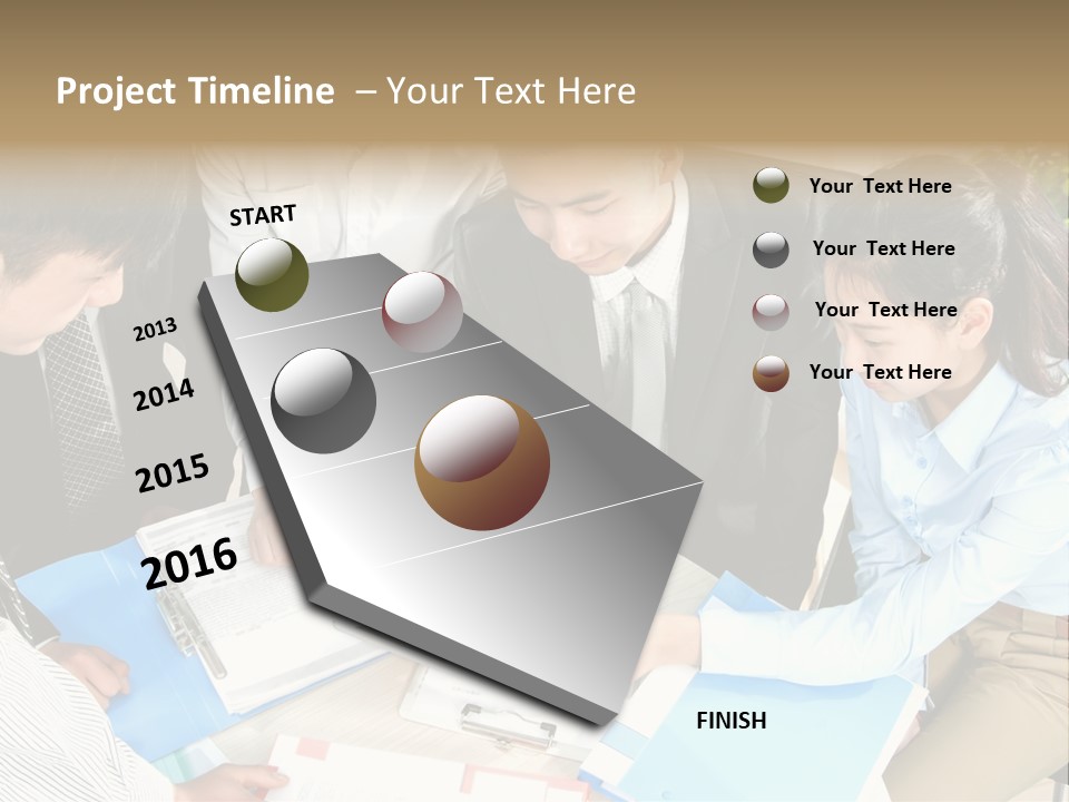 A Group Of People Sitting Around A Table With Papers PowerPoint Template