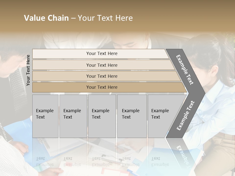 A Group Of People Sitting Around A Table With Papers PowerPoint Template
