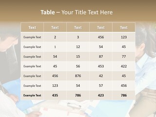 A Group Of People Sitting Around A Table With Papers PowerPoint Template