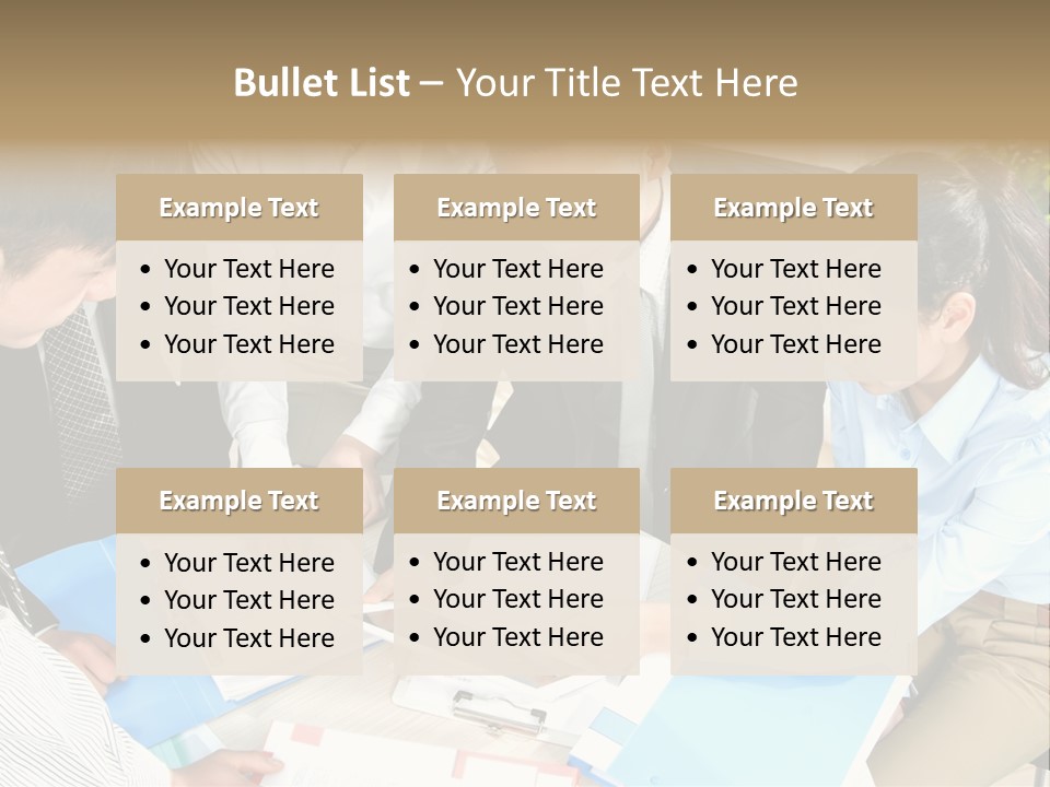 A Group Of People Sitting Around A Table With Papers PowerPoint Template
