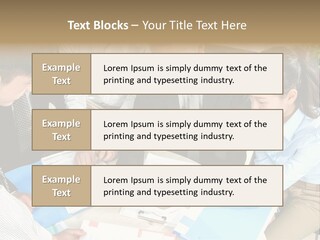 A Group Of People Sitting Around A Table With Papers PowerPoint Template