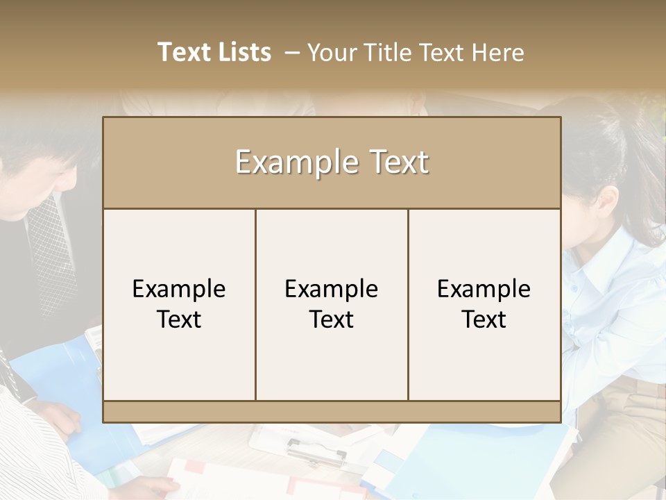 A Group Of People Sitting Around A Table With Papers PowerPoint Template