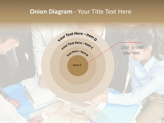 A Group Of People Sitting Around A Table With Papers PowerPoint Template