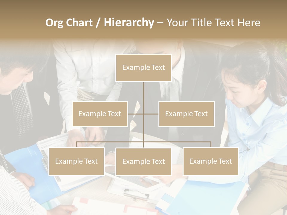 A Group Of People Sitting Around A Table With Papers PowerPoint Template