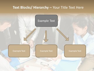 A Group Of People Sitting Around A Table With Papers PowerPoint Template
