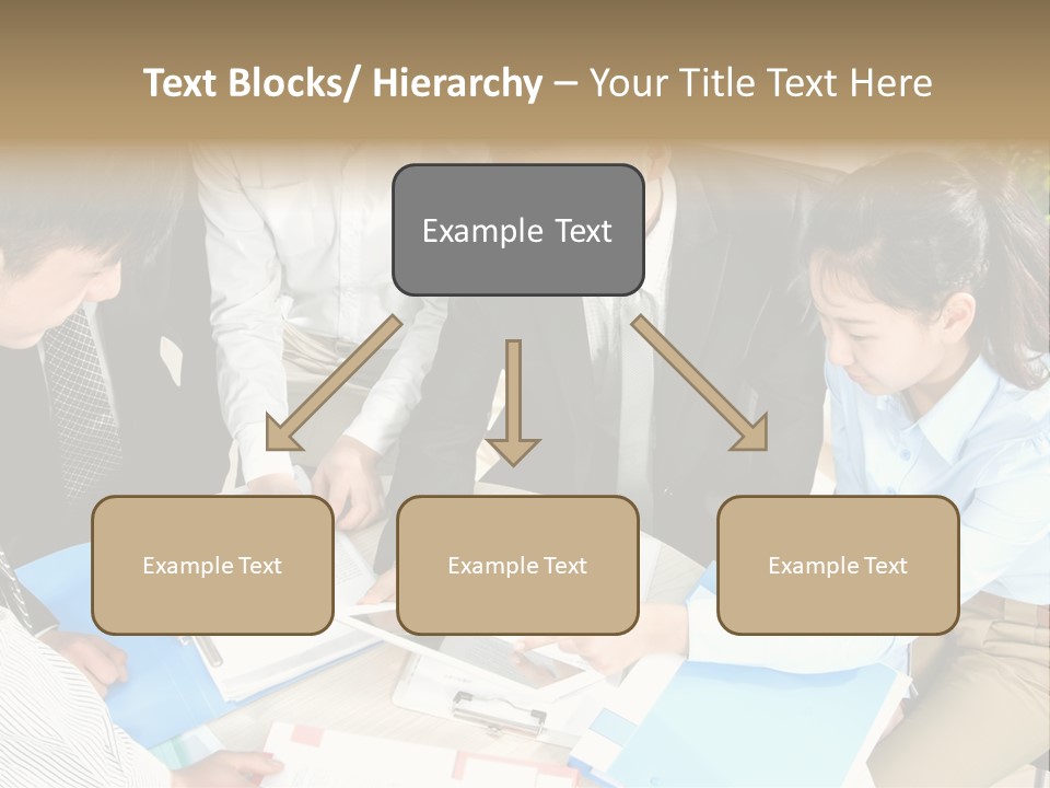 A Group Of People Sitting Around A Table With Papers PowerPoint Template