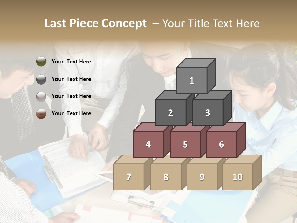 A Group Of People Sitting Around A Table With Papers PowerPoint Template
