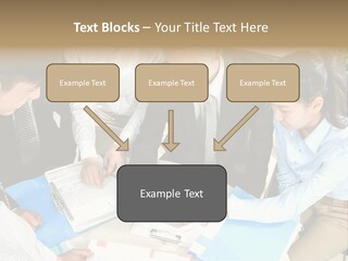 A Group Of People Sitting Around A Table With Papers PowerPoint Template