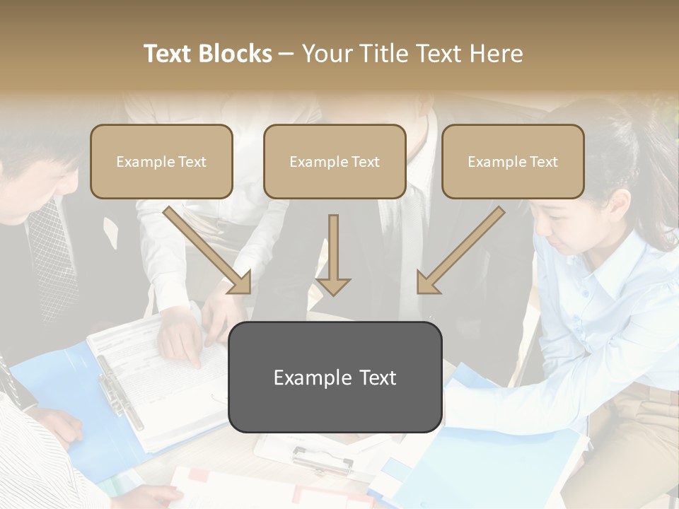 A Group Of People Sitting Around A Table With Papers PowerPoint Template
