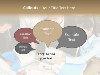 A Group Of People Sitting Around A Table With Papers PowerPoint Template