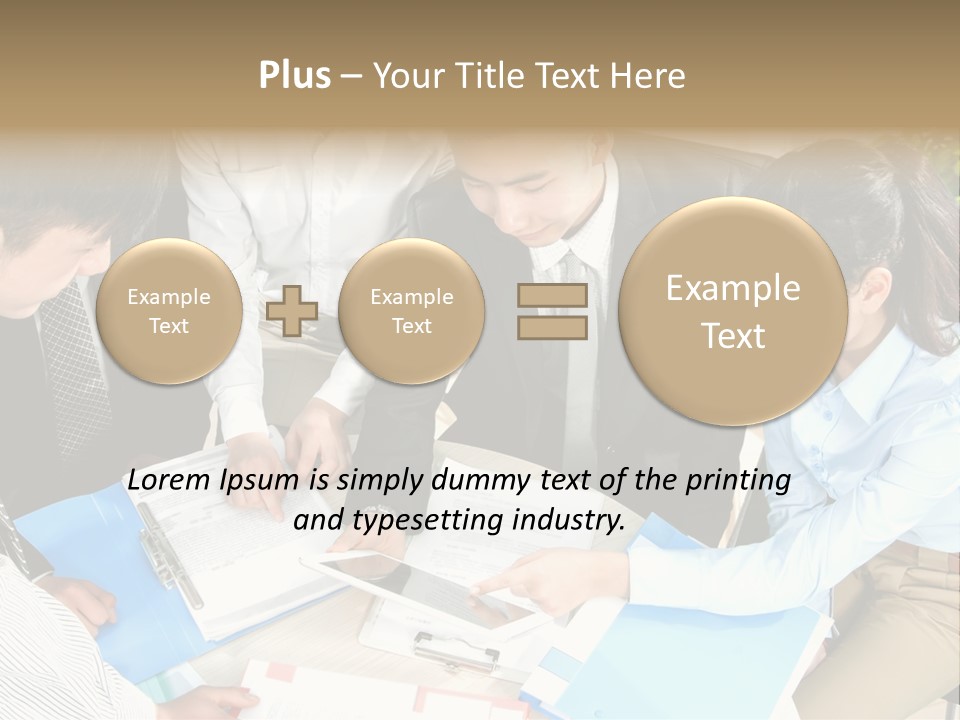 A Group Of People Sitting Around A Table With Papers PowerPoint Template