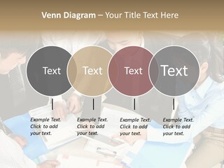 A Group Of People Sitting Around A Table With Papers PowerPoint Template