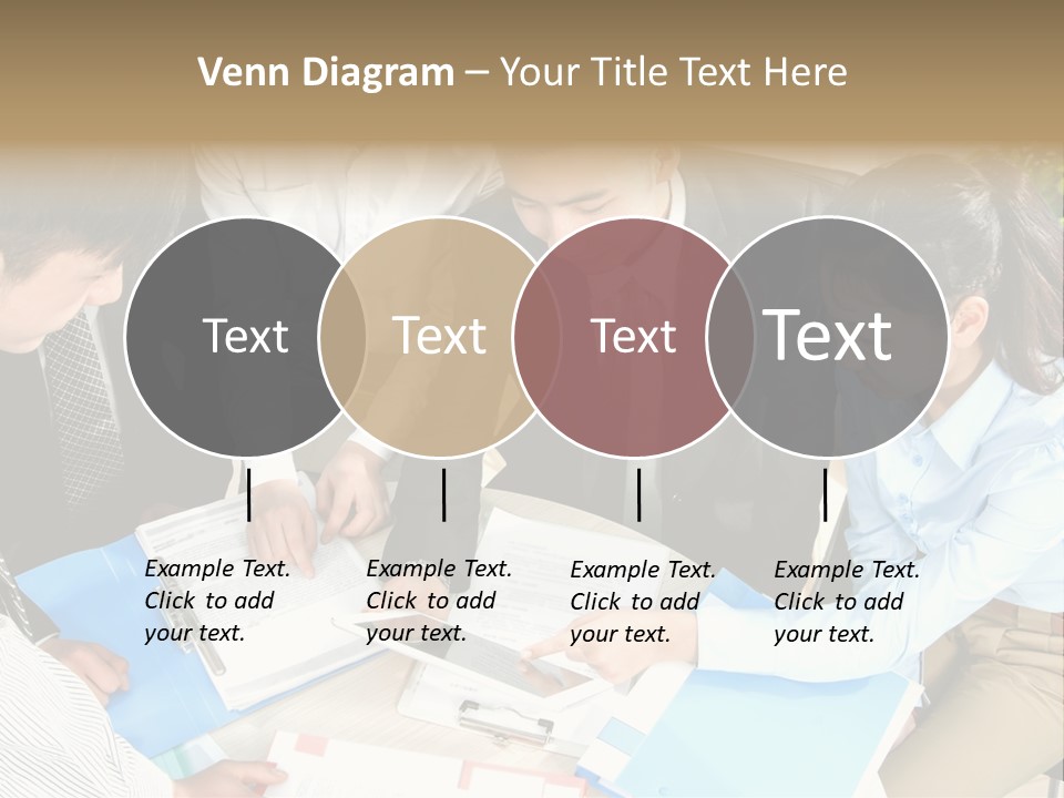 A Group Of People Sitting Around A Table With Papers PowerPoint Template