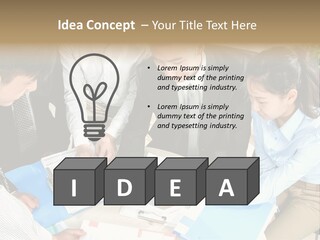 A Group Of People Sitting Around A Table With Papers PowerPoint Template