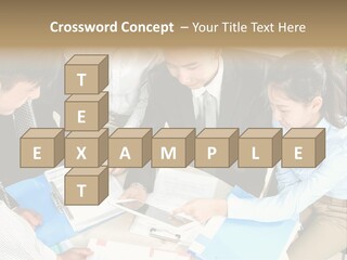 A Group Of People Sitting Around A Table With Papers PowerPoint Template