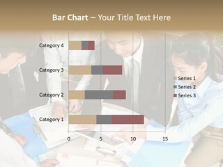 A Group Of People Sitting Around A Table With Papers PowerPoint Template