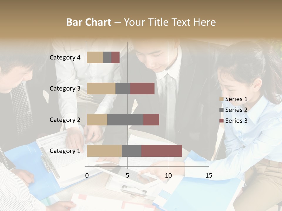 A Group Of People Sitting Around A Table With Papers PowerPoint Template