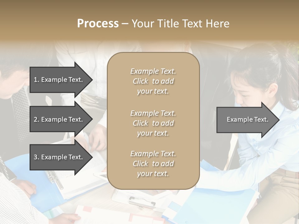 A Group Of People Sitting Around A Table With Papers PowerPoint Template