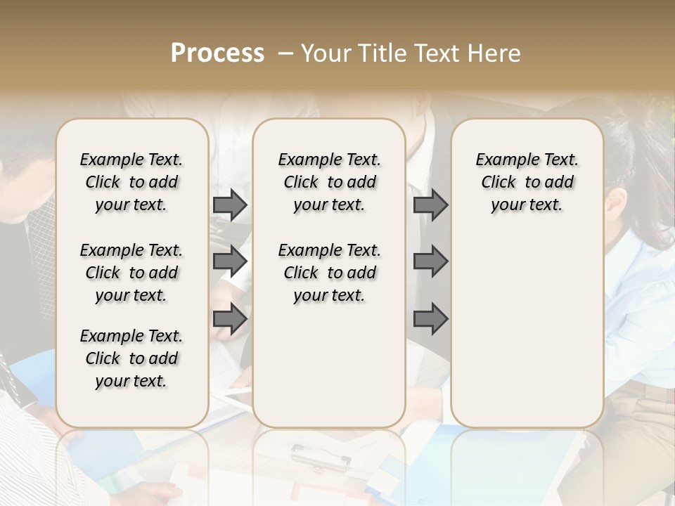 A Group Of People Sitting Around A Table With Papers PowerPoint Template