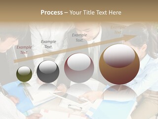 A Group Of People Sitting Around A Table With Papers PowerPoint Template